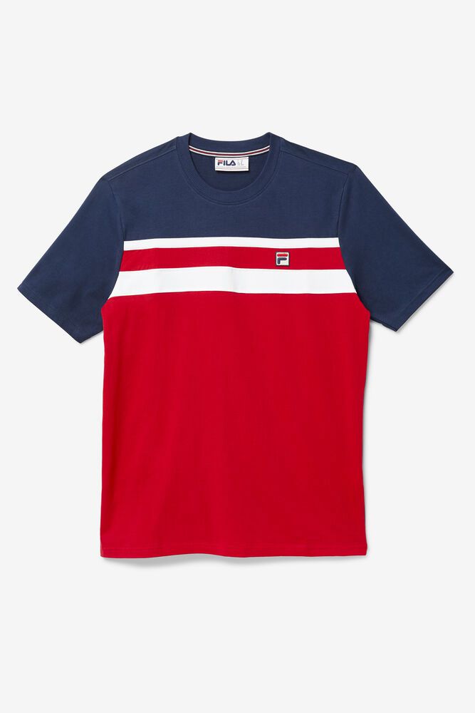 Fila T-Shirt Herre Rød/Mørkeblå Dover TCP-695213